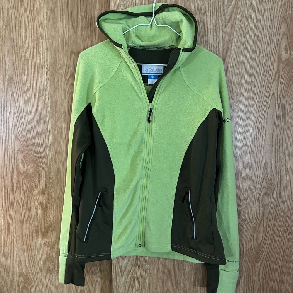 Columbia Fleece Lime Green Hoodie Full Zip Jacket